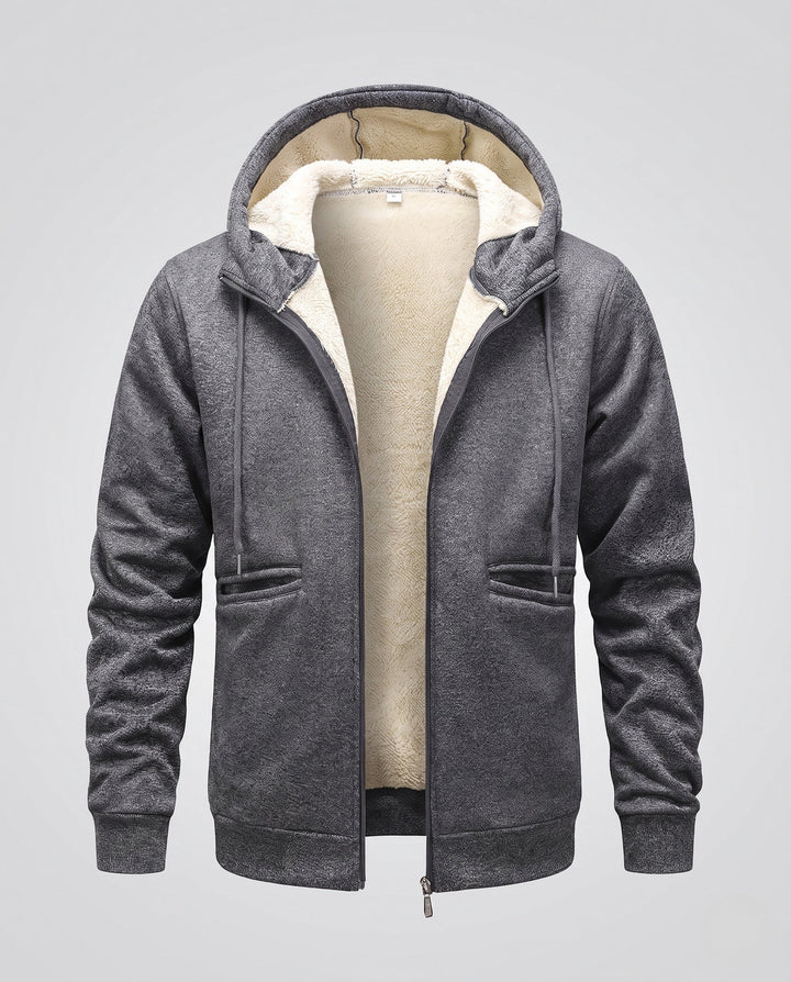 Herr Cozy Fleece Jacka med Huva
