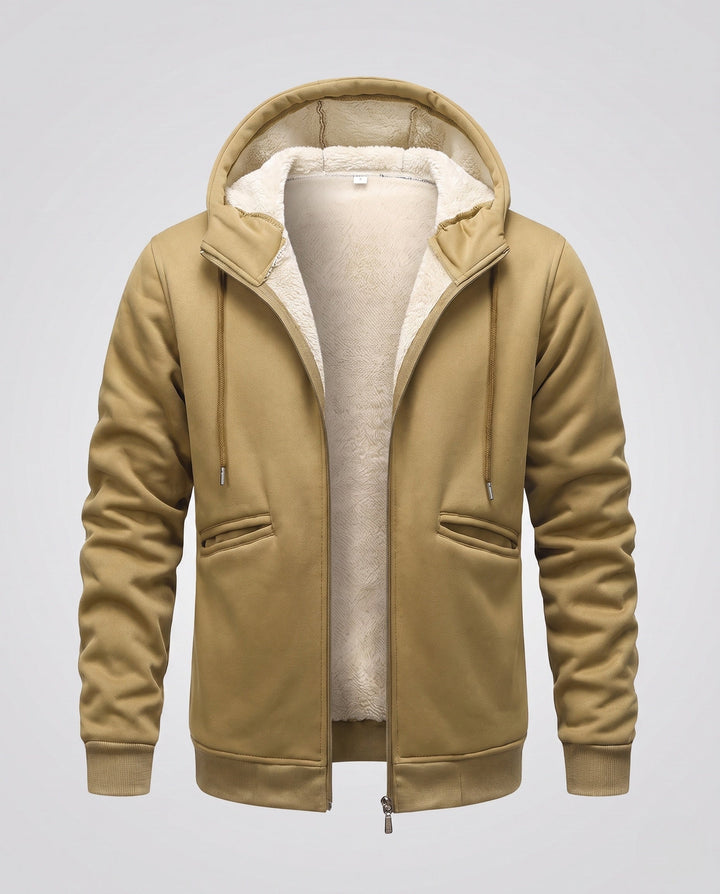 Herr Cozy Fleece Jacka med Huva