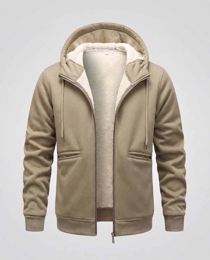 Herr Cozy Fleece Jacka med Huva