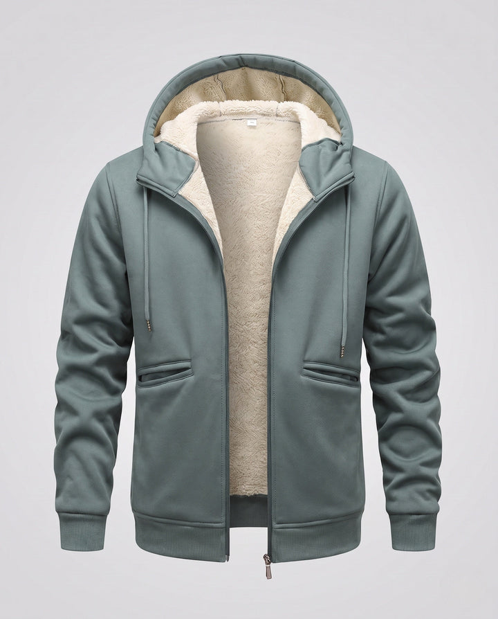 Herr Cozy Fleece Jacka med Huva