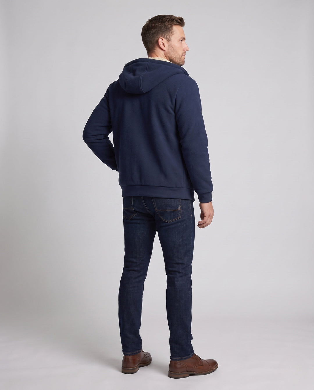 Herr Cozy Fleece Jacka med Huva