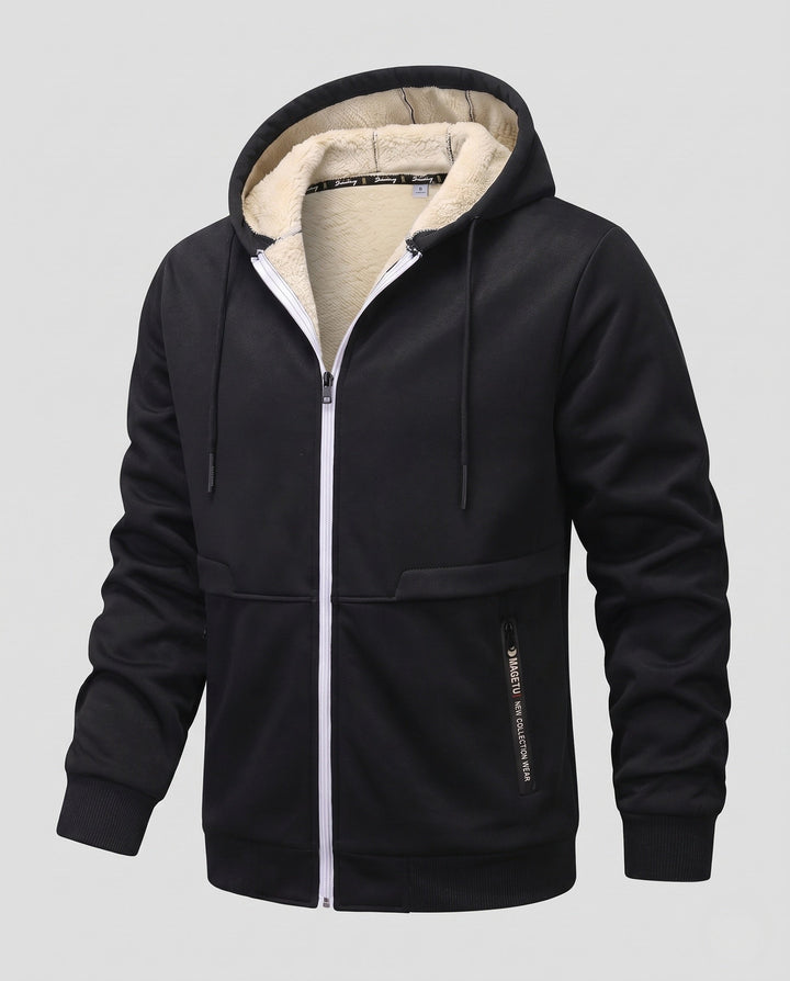 Herr Cozy Fleece Jacka med Huva