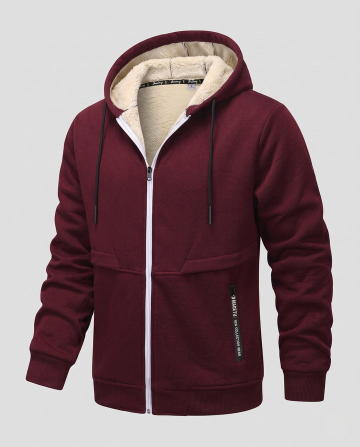 Herr Cozy Fleece Jacka med Huva
