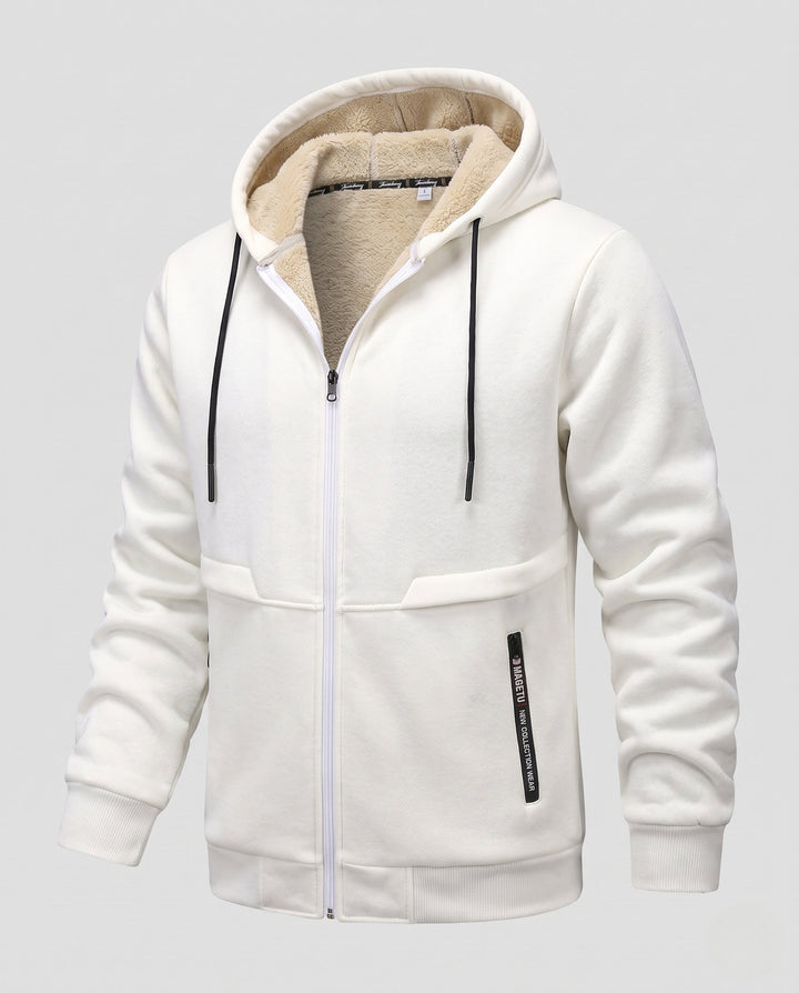 Herr Cozy Fleece Jacka med Huva