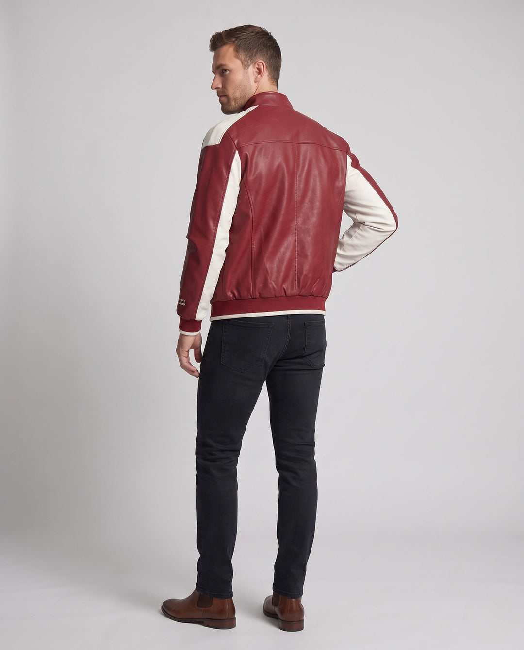 Herr Fashionable Konstläder Jacka med Praktisk Detaljer