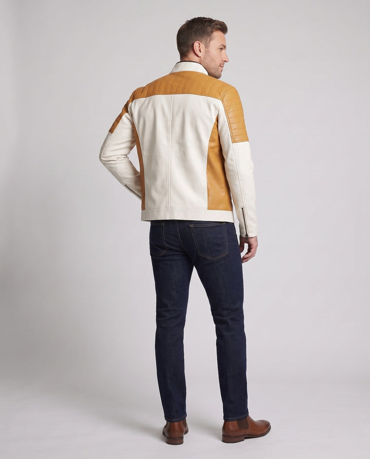 Herr Fashion Konstläder Jacka med Quiltad Detaljer 1788322039