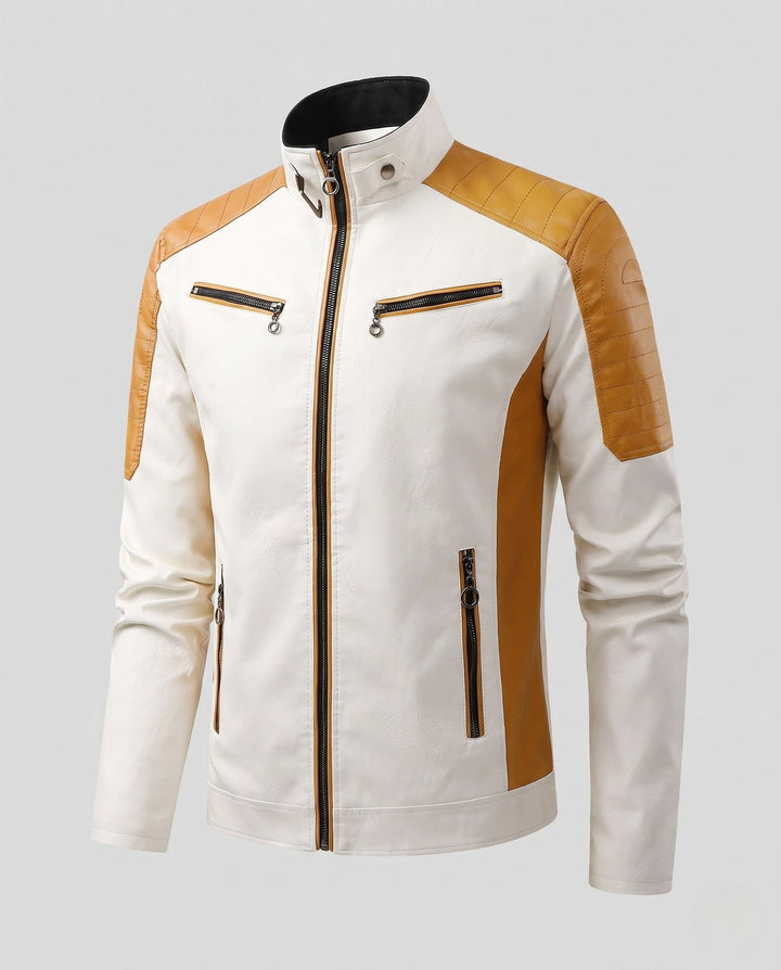 Herr Fashion Konstläder Jacka med Quiltad Detaljer 1788322039