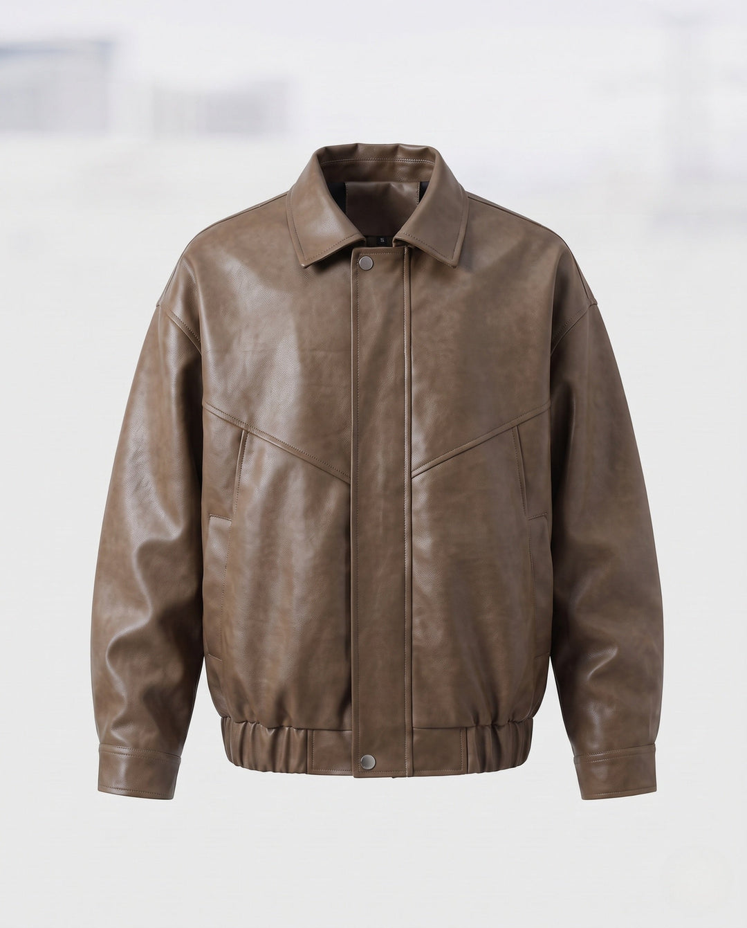 Herr Fashion Läder Jacka med Stående Krage 1788321927