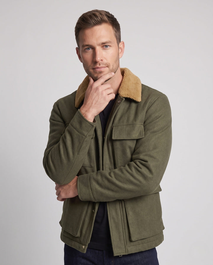 Herr Stilren Övergångs Jacka med Teddy Fleece Inre Foder