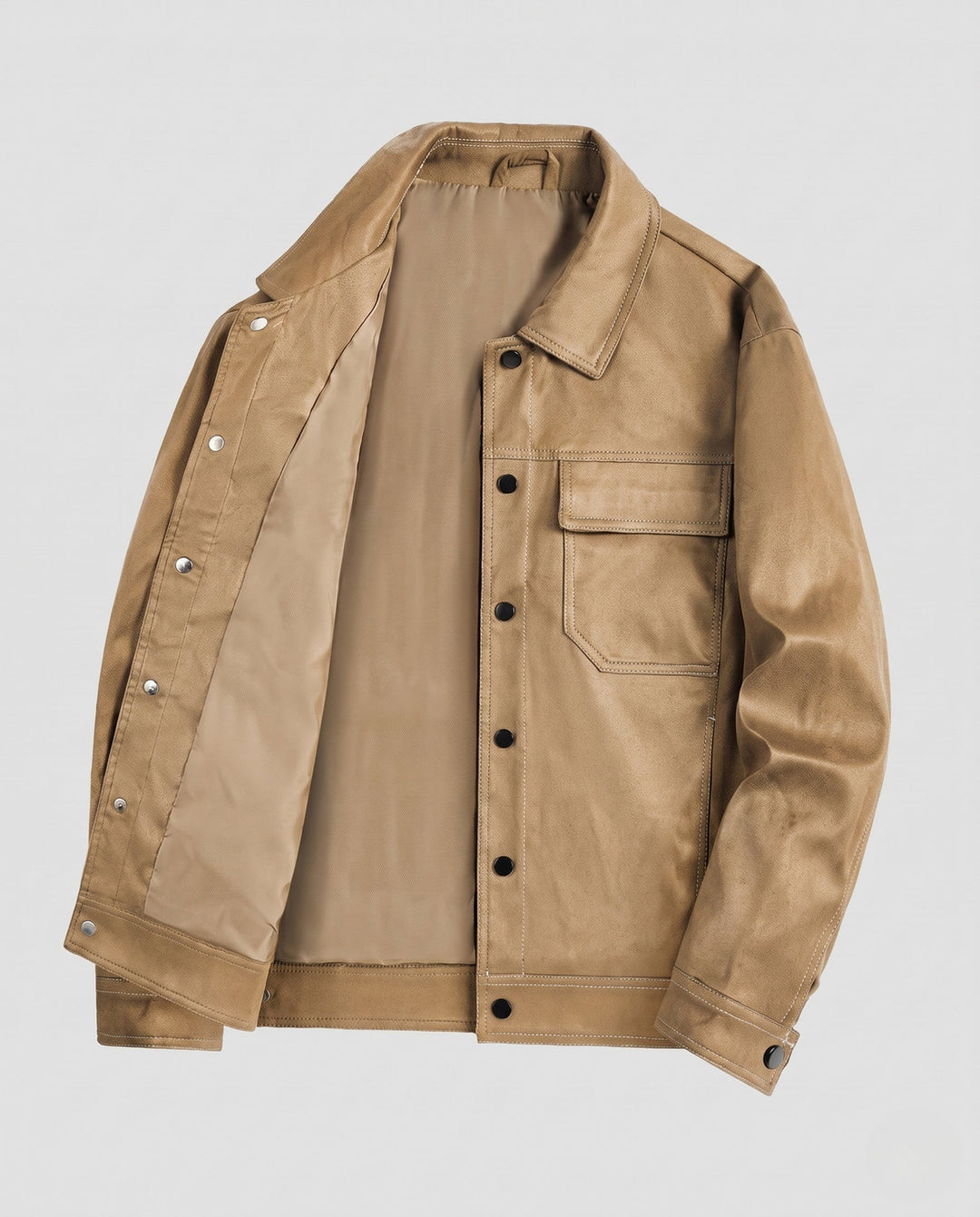 Herr Fashion Suede Jacka med Praktisk Fickor