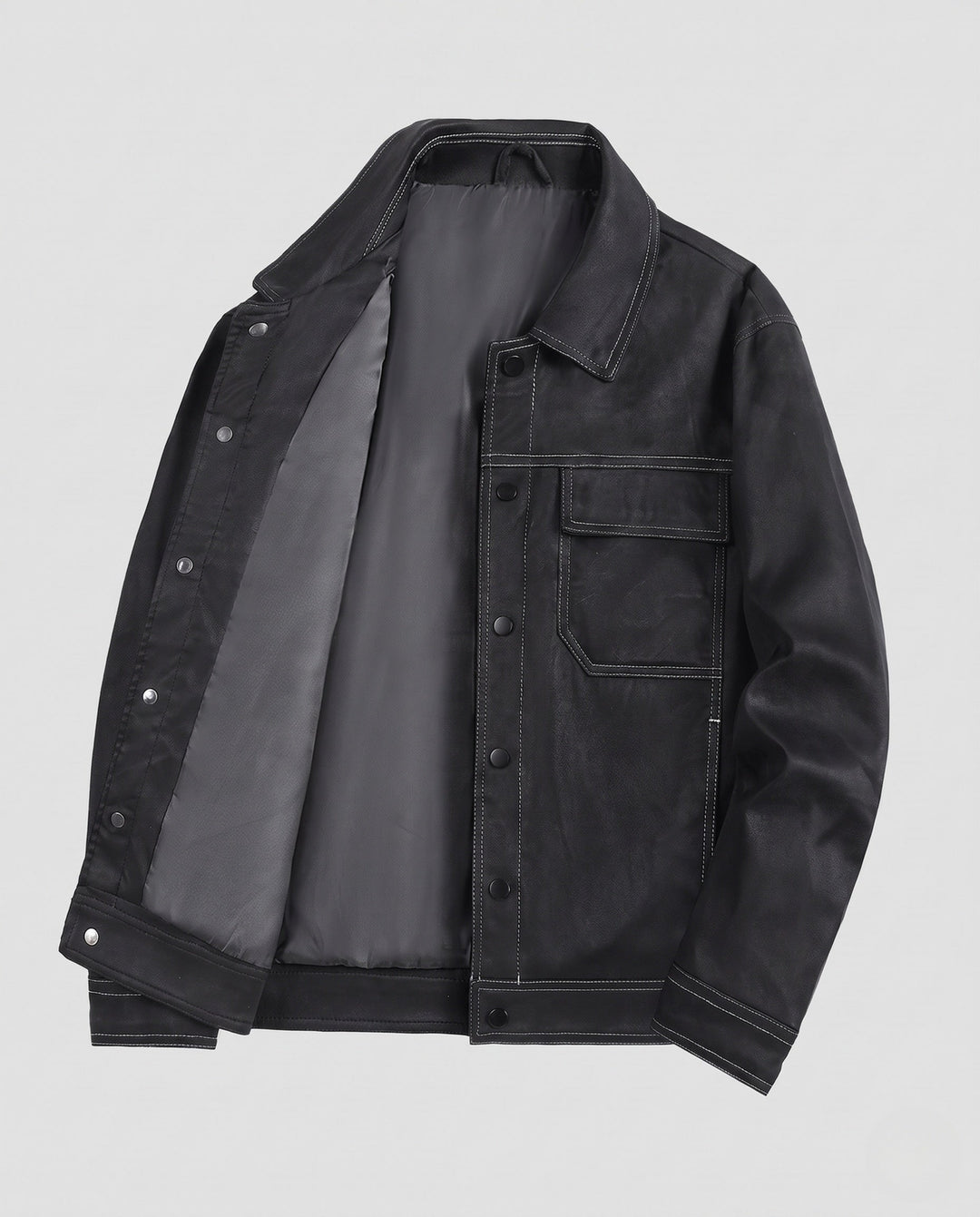 Herr Fashion Suede Jacka med Praktisk Fickor