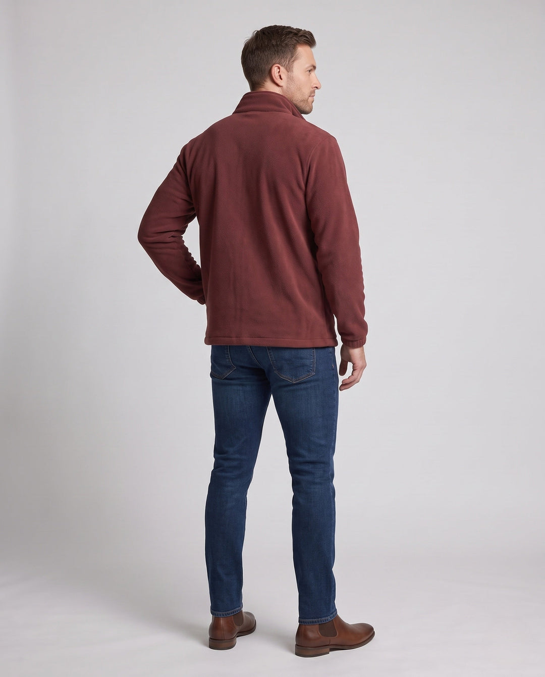 Herr Fleece Jacka med Stående Krage