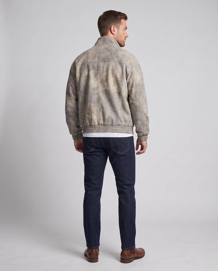 Herr Fashion Konstläder Jacka med Fleecefoder