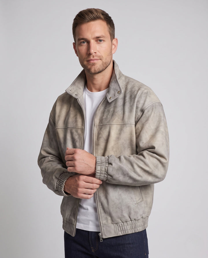 Herr Fashion Konstläder Jacka med Fleecefoder
