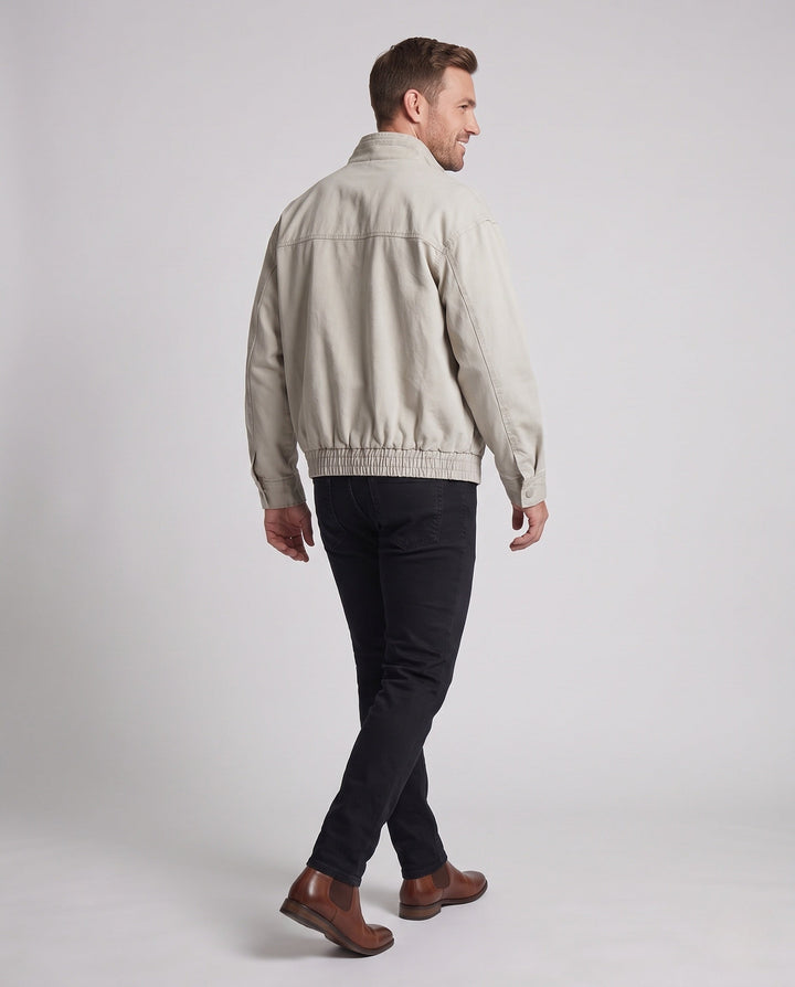 Herr Oversized Utility Övergång Jacka med Ståkrage, Elastisk Fåll och Bröstfickor