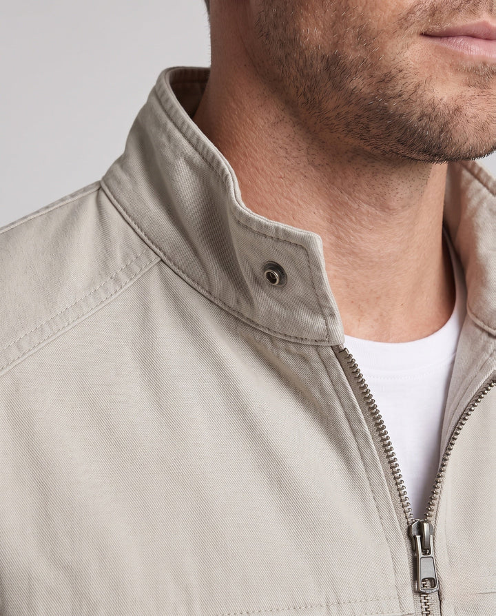 Herr Oversized Utility Övergång Jacka med Ståkrage, Elastisk Fåll och Bröstfickor