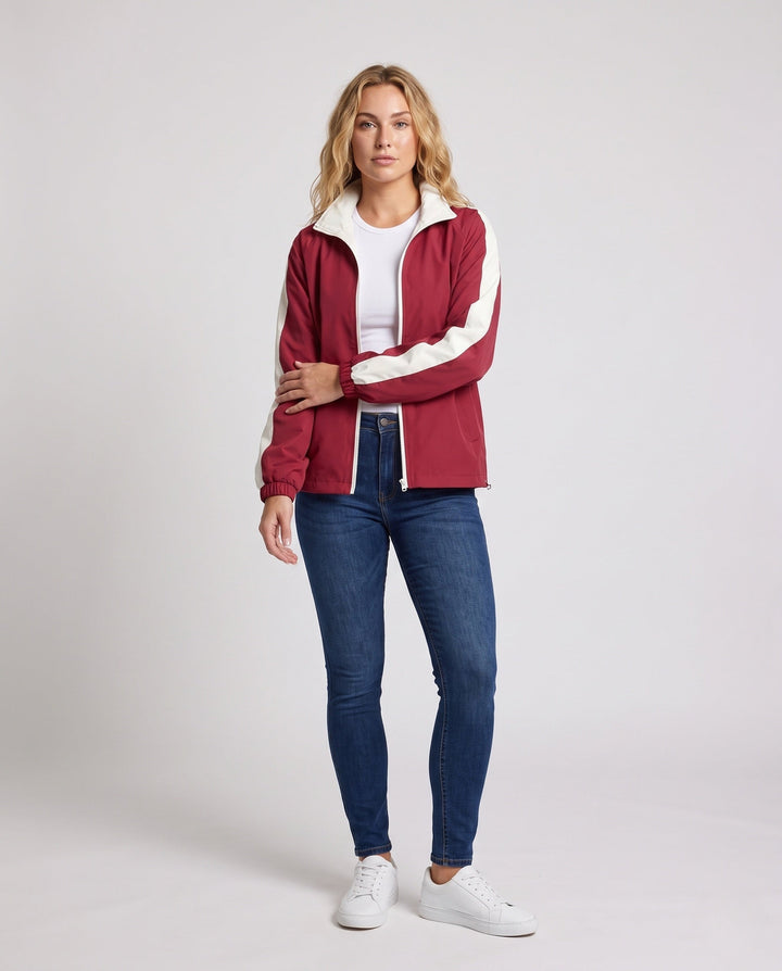 Unisex Reversible Oversized Vindjacka med Ståkrage, Contrast Detaljer och Fåll med Dragsko