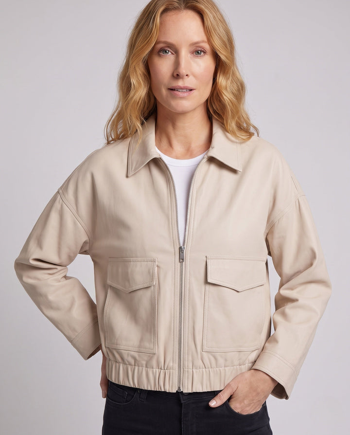 Dam Crop Utility Jacka med Lockfickor och Elastic Waistband