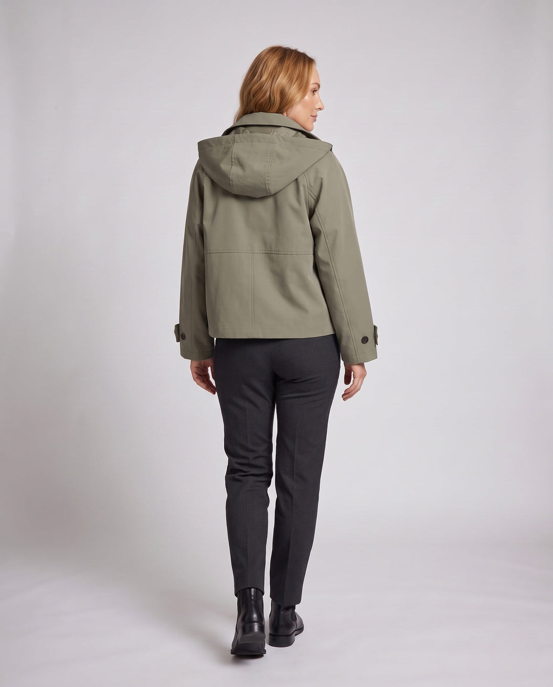 Dam kort skärning Boxy trench med Notched krage och oversize ärmar