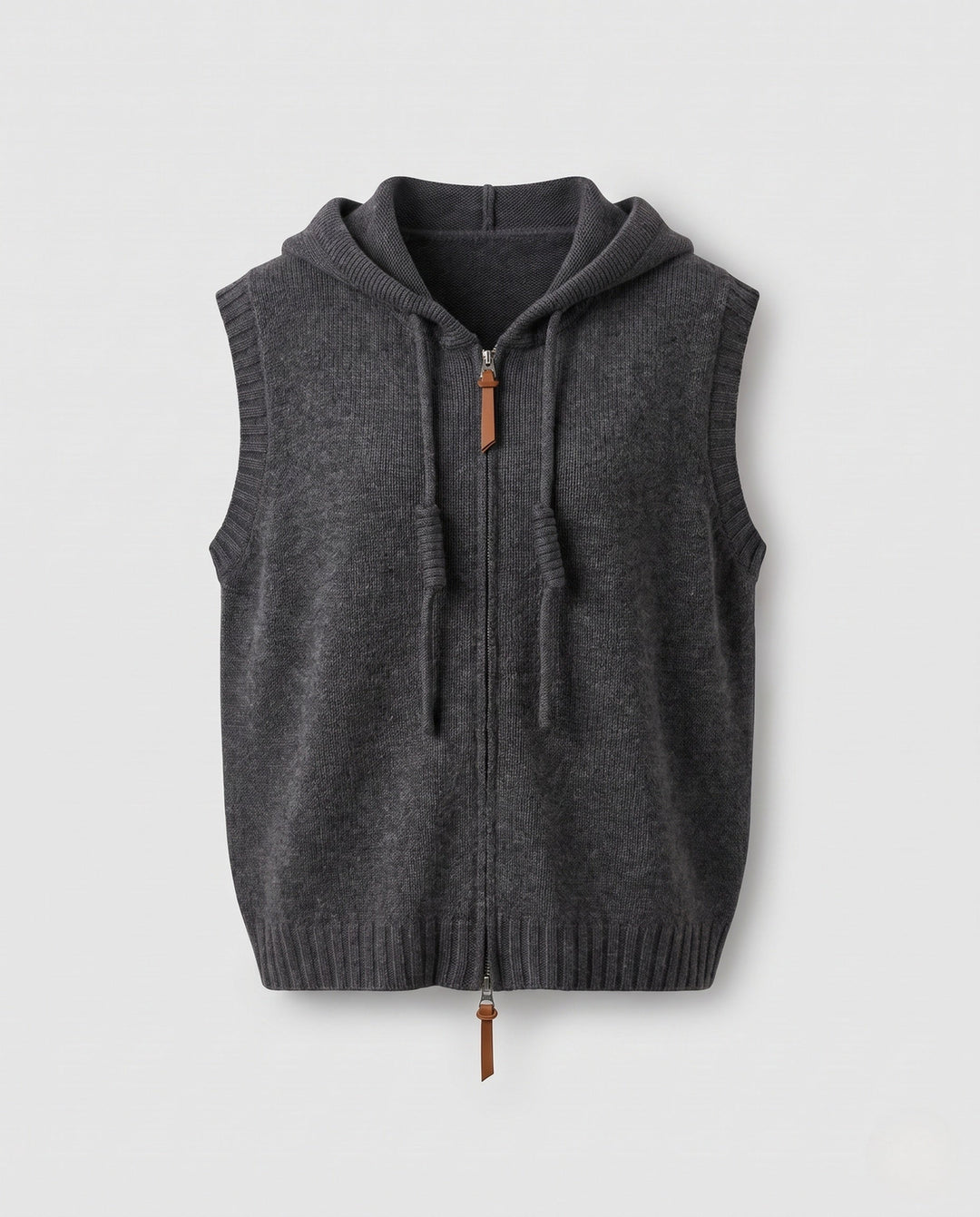 Dam ärmlös med huva Knit väst med hel Zip och Cashmere-like Softness