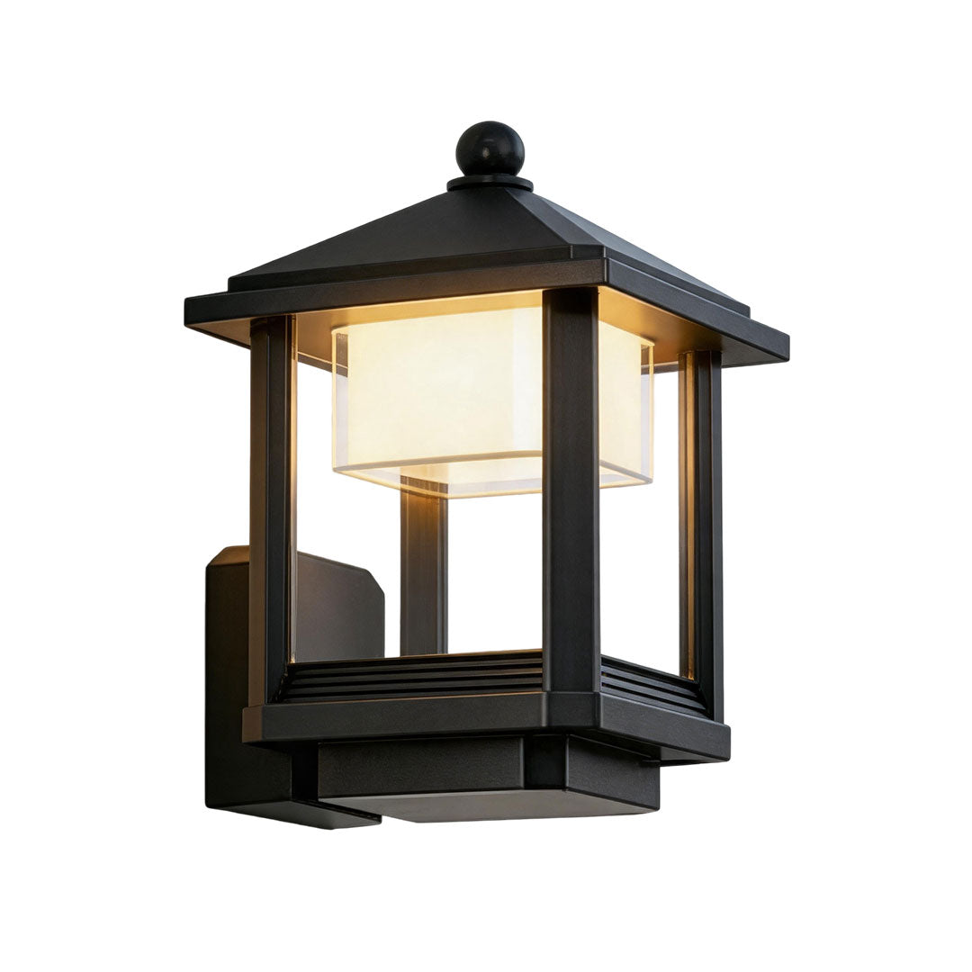 Svart Utomhus Lanternsconces Modern Vattentät Vägglampa