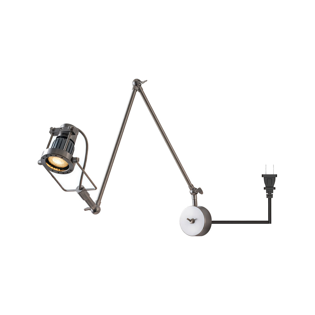 Nickel Swing Arm Sconce Industriell Justerbar LED-lampa