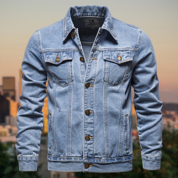Denim Jacka med Klassisk Design