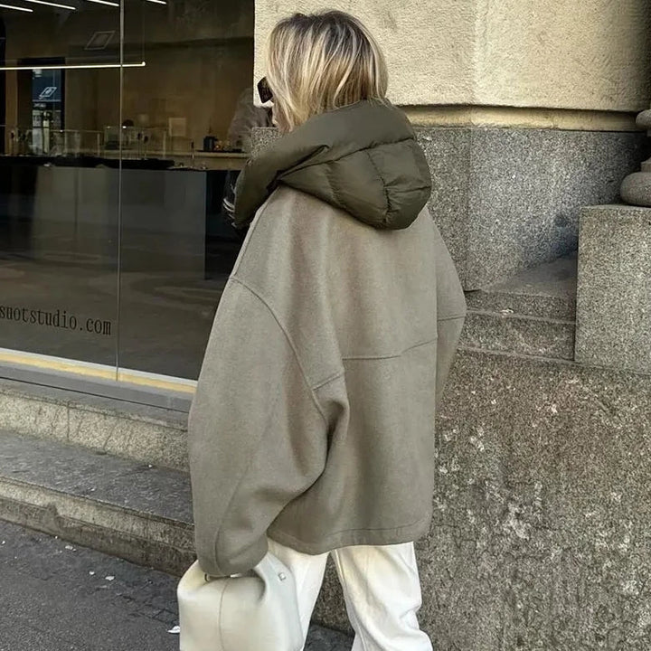 | Lös, casual Jacka för Dam med huva