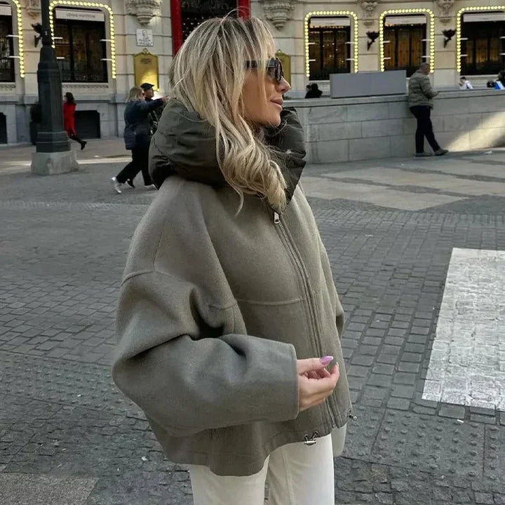 | Lös, casual Jacka för Dam med huva