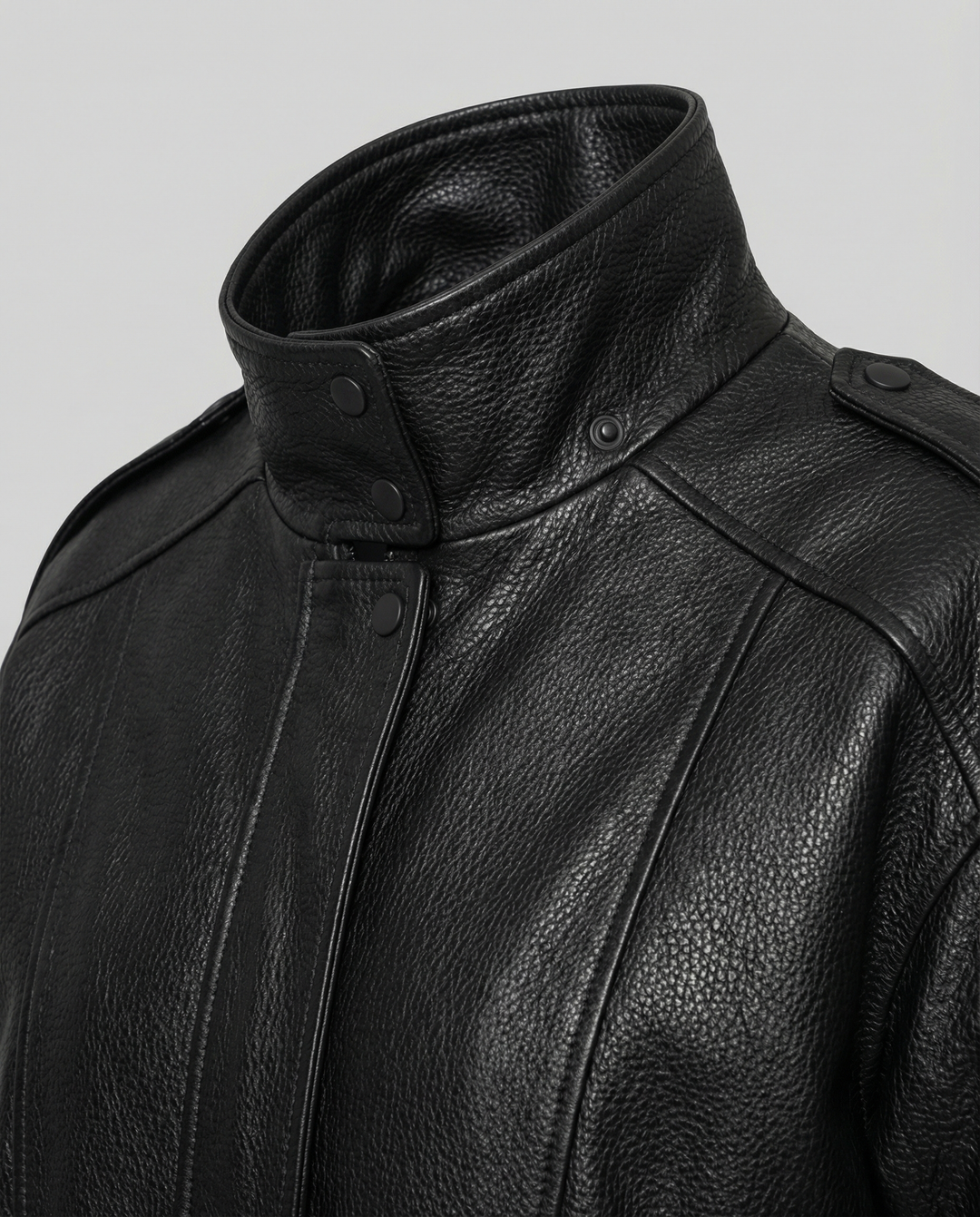 Asymmetrical dam läder jacka