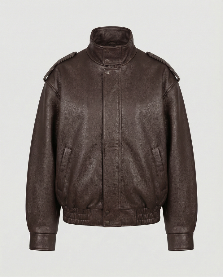 Asymmetrical dam läder jacka