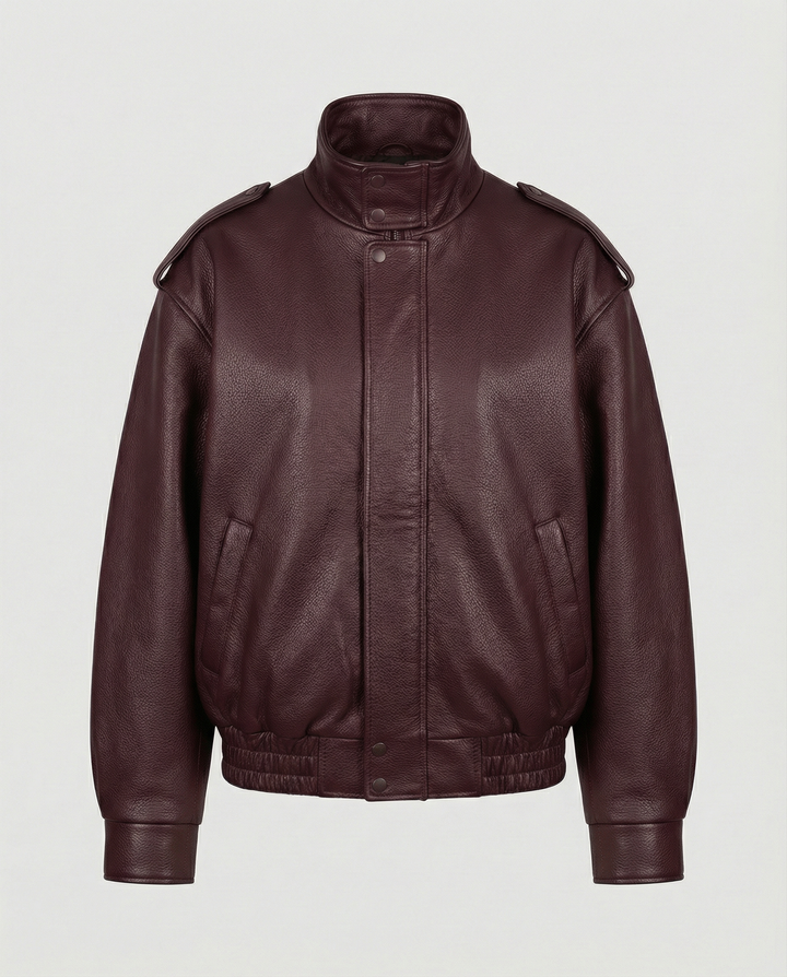 Asymmetrical dam läder jacka