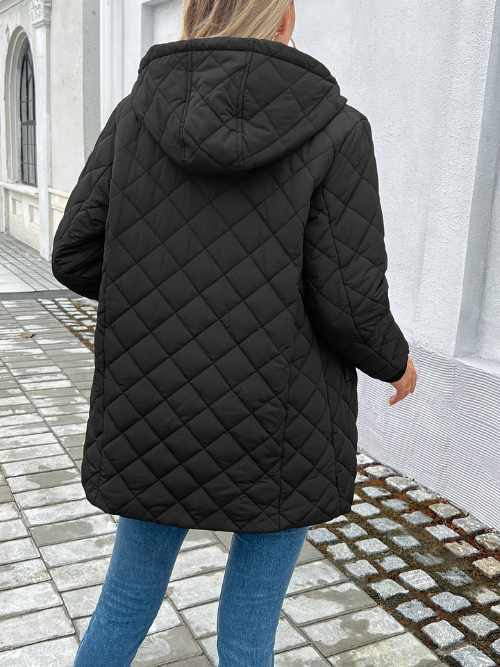 | Dam quiltad pufferjacka med Dragkedja och Fusk Päls Foder