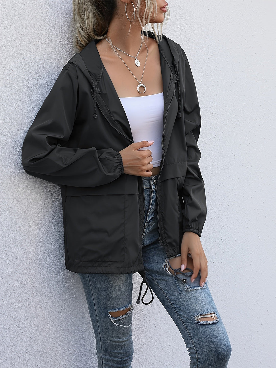 | med huva Windbreaker - stilren, mångsidig &amp; väderproof