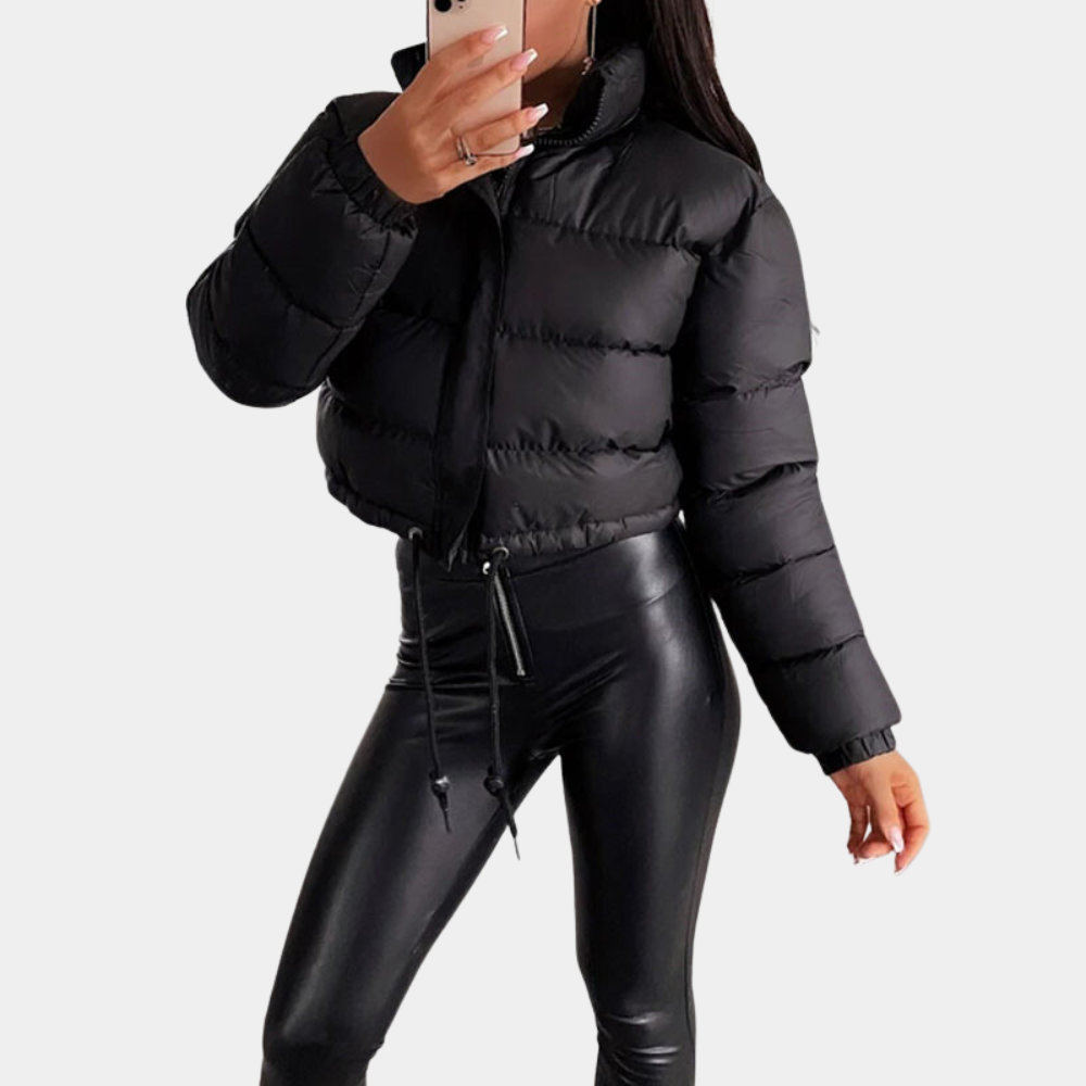 | Dam Trendy pufferjacka i Kort Model med Hög Krage