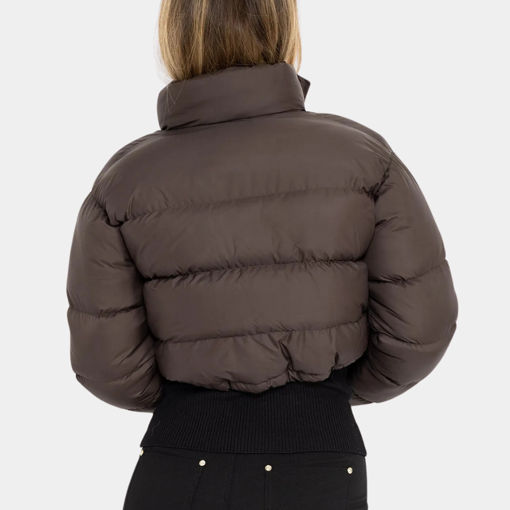 | Dam Trendy pufferjacka i Kort Model med Hög Krage