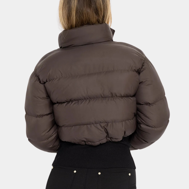 | Dam Trendy pufferjacka i Kort Model med Hög Krage