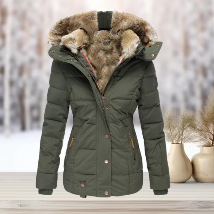 | elegant vinter läder jacka med huva