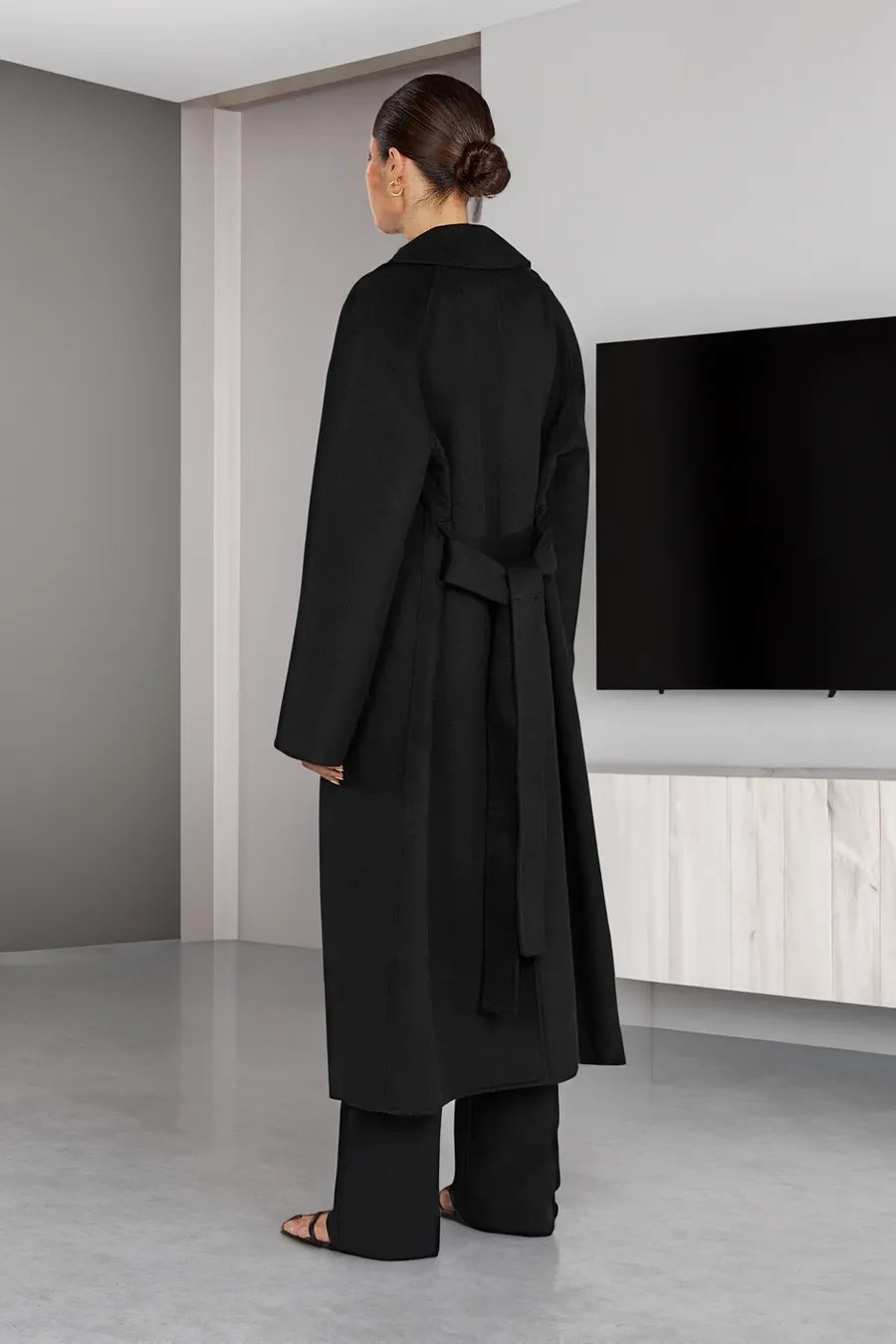 | Dam Lång Ull trenchkappa med slagkrage och elegant Passform