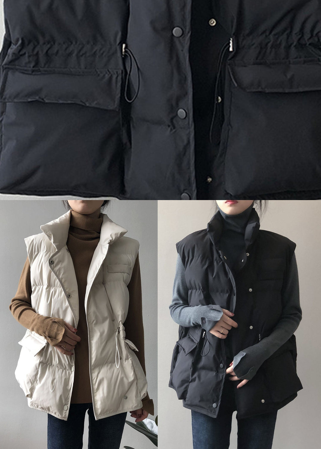 | Dam quiltad Sleeveless Ner väst med Knapp Stängning