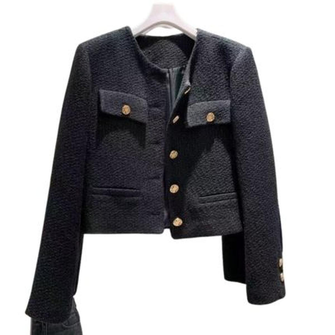 | Dam Tweed Jacka med Round Neckline och knäppslå