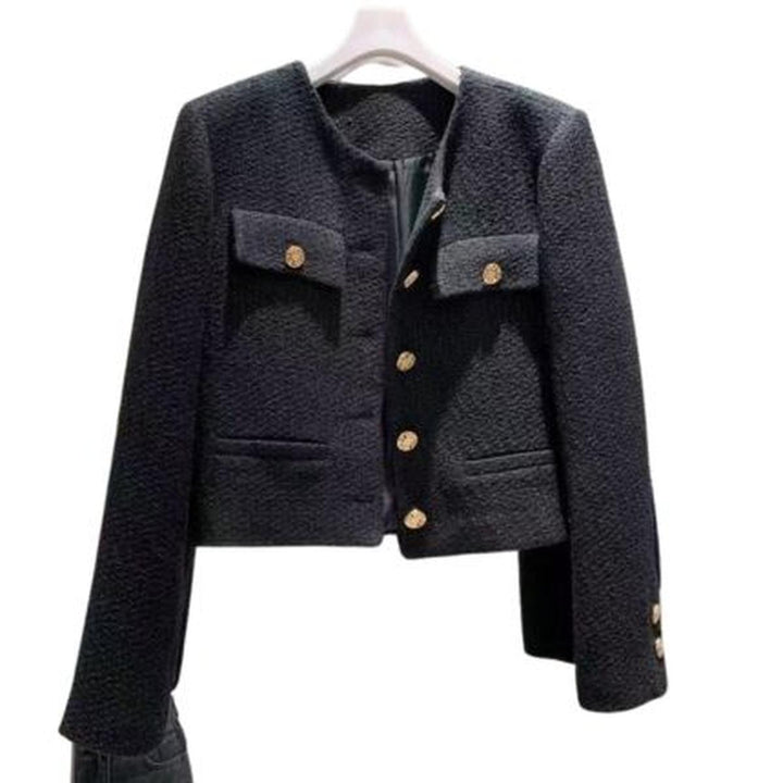 | Dam Tweed Jacka med Round Neckline och knäppslå