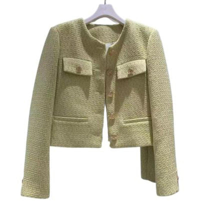 | Dam Tweed Jacka med Round Neckline och knäppslå