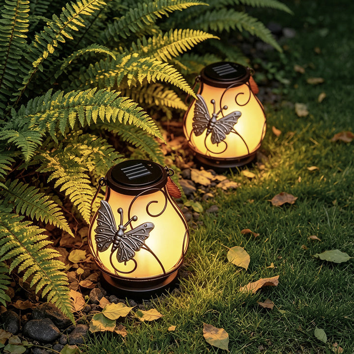 【4 PCS】Grå Utomhuslamphängande Flamma-Inspirerad Insektsljus