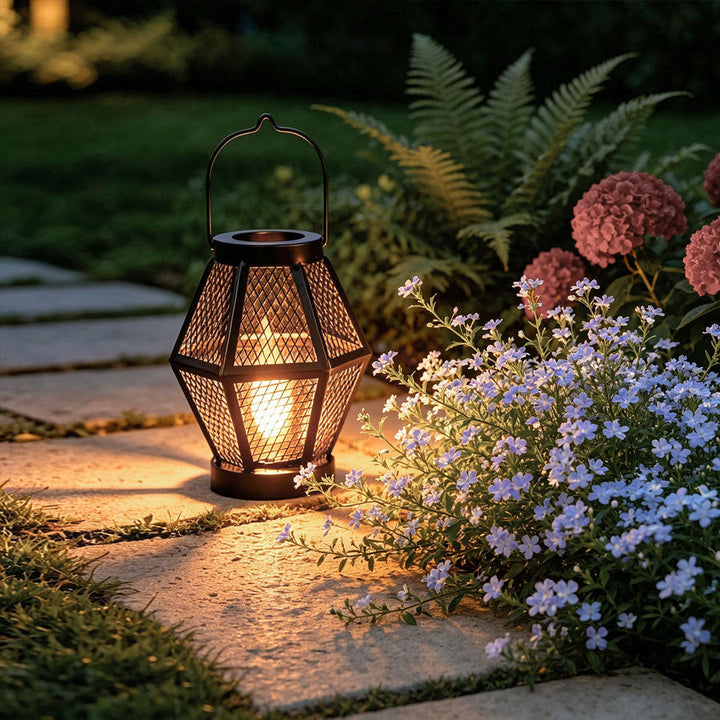 【2 ST】Bärbar Lantern Lampa Solenergi Järn Nät Metall Landskapsbelysning