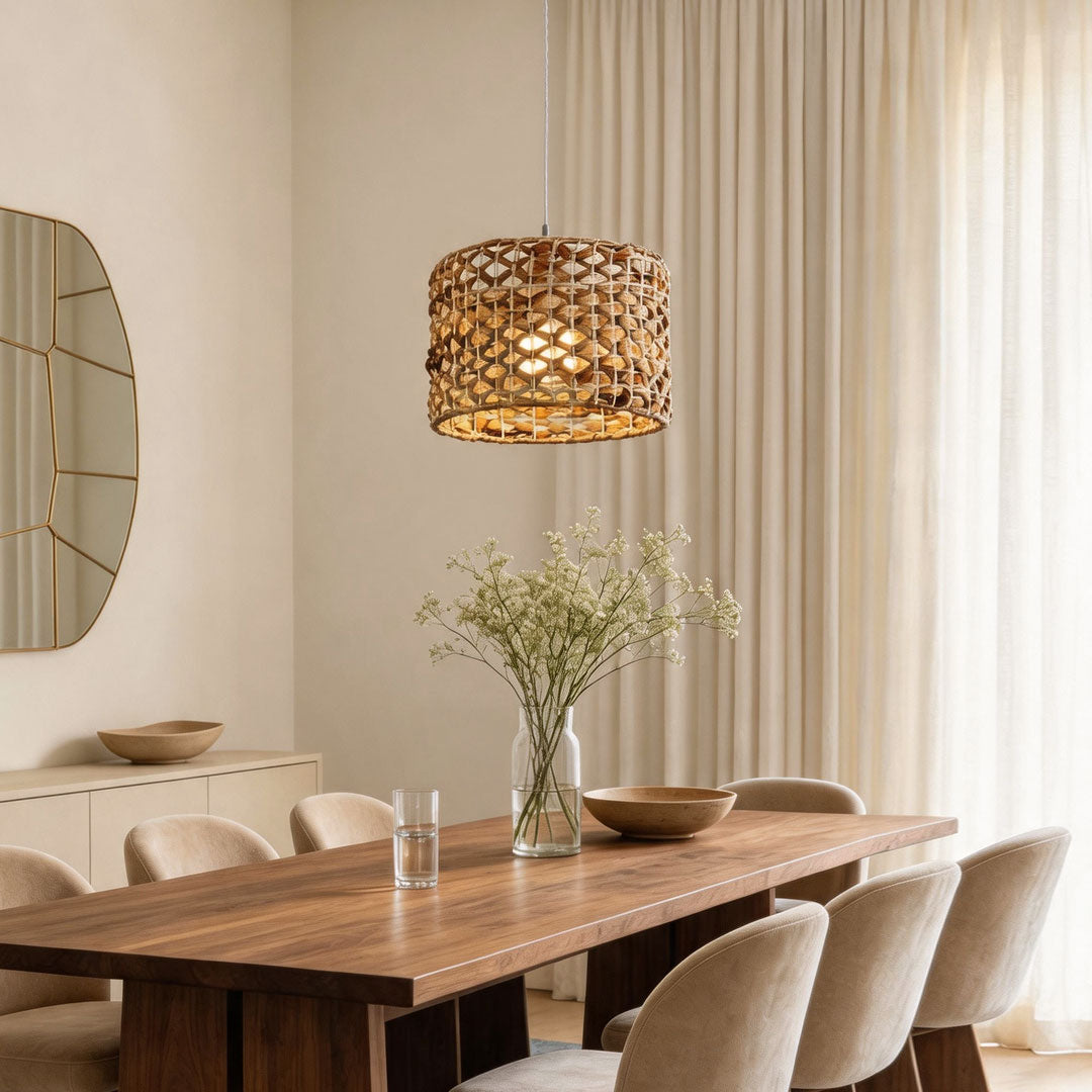 Rattan Wicker Pendellampa Nordisk Metall Taklampa