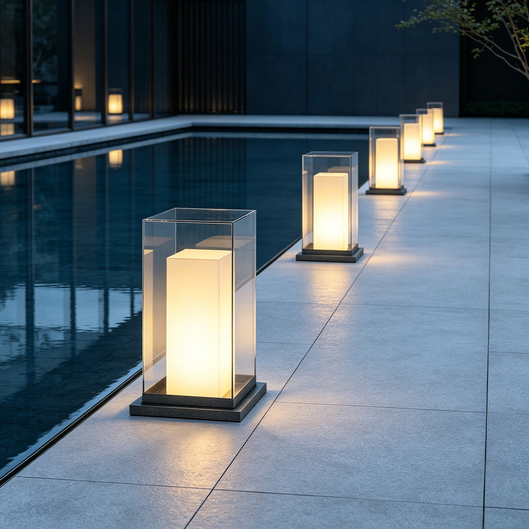 Kvadratisk Bollard Lampa Utomhus LED Landskapsbelysning
