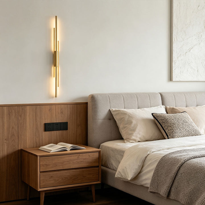 Samtida Linjär Vägglampa Minimalistisk Solid Kopparbelysning
