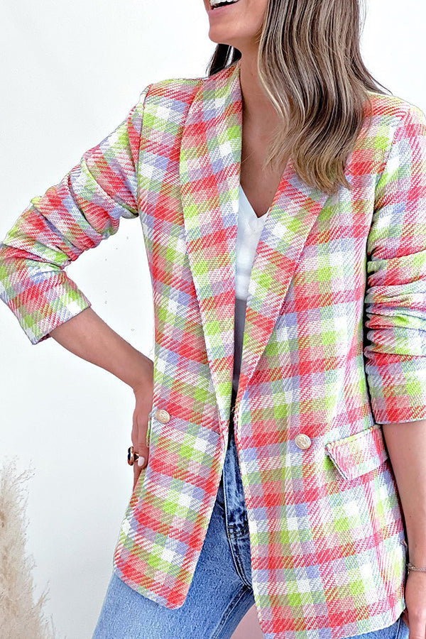 | ärm Fickor Printed Double Knapp casual Jacka