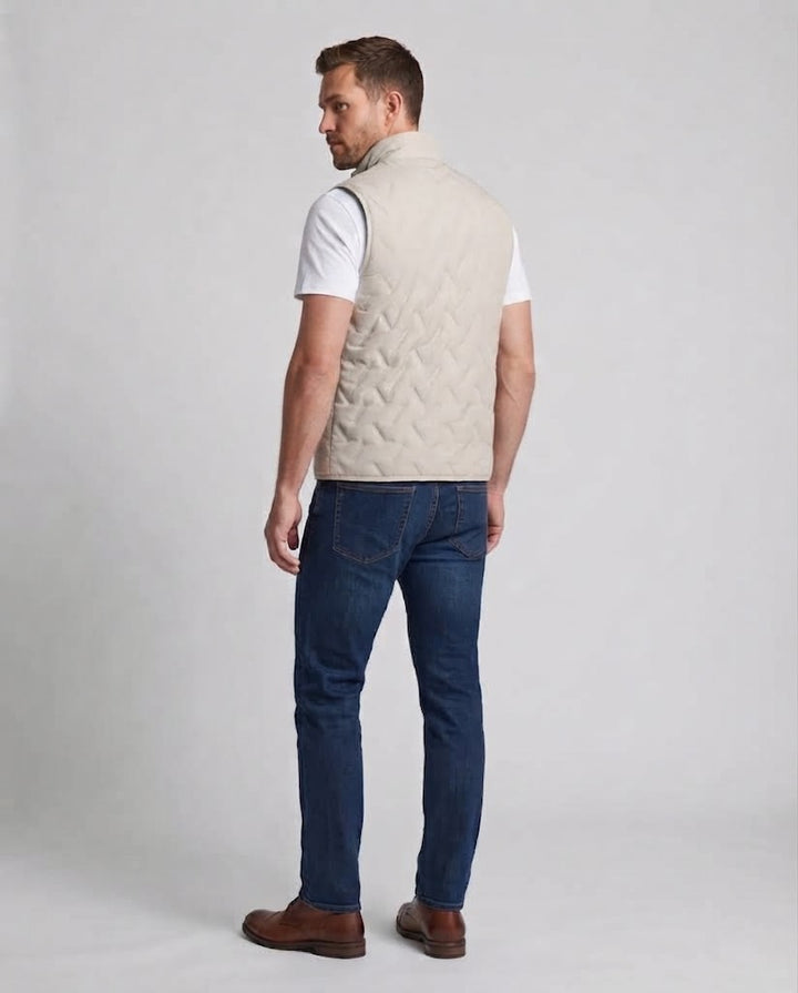Herr Termiskly Insulated Quiltad Väst med Hög Ståkrage och Hel Dragkedja